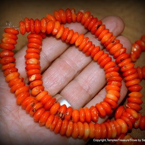 Bamboo Coral Bead Strand~Orange Bamboo Coral Rondelle Bead Strand for jewelry making~Beading supplies~15.5 inch Bamboo Coral Rondelle Beads