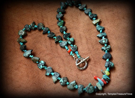 Hand Carved Bear Fetish Necklace with Turquoise Nugget