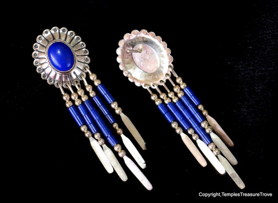 Southwestern Concho and Lapis Post Earrings~Lapis… - image 4