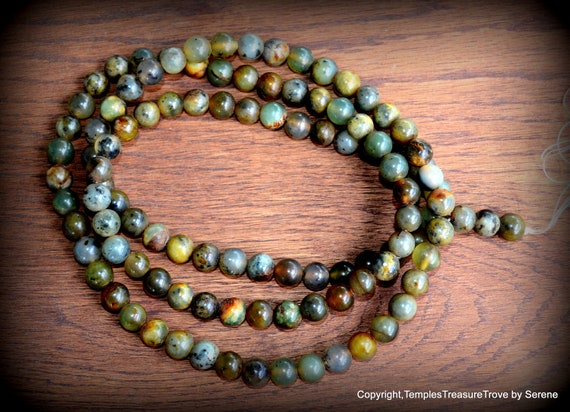 Chinese Jade Beads Strand~Green Mottled Jade Beads Strand~Jade Beads~46 Inch Strand Jade Beads~Beading Supplies~Chinese Jade Beads Necklace
