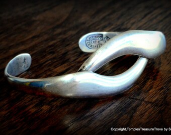 Mid Century Modern 50s Taxco Cuff Bracelet~Sterling Silver Bracelet~Signed Taxco 925 Bracelet~Taxco Mexico 925 eagle Perlita~Unisex Bracelet