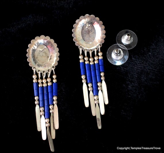 Southwestern Concho and Lapis Post Earrings~Lapis… - image 5