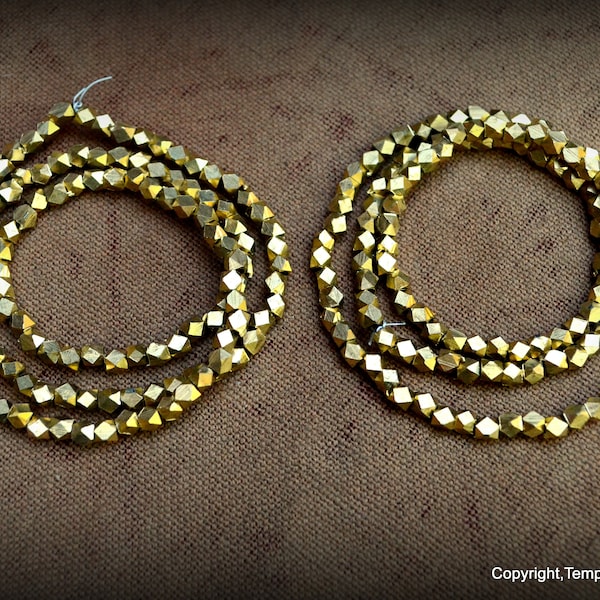 Handcut faceted brass beads strand~Fair Trade handcrafted brass beads strand from Nepal~Faceted Flashy Brass beads~Sparkly Brass Bead Strand