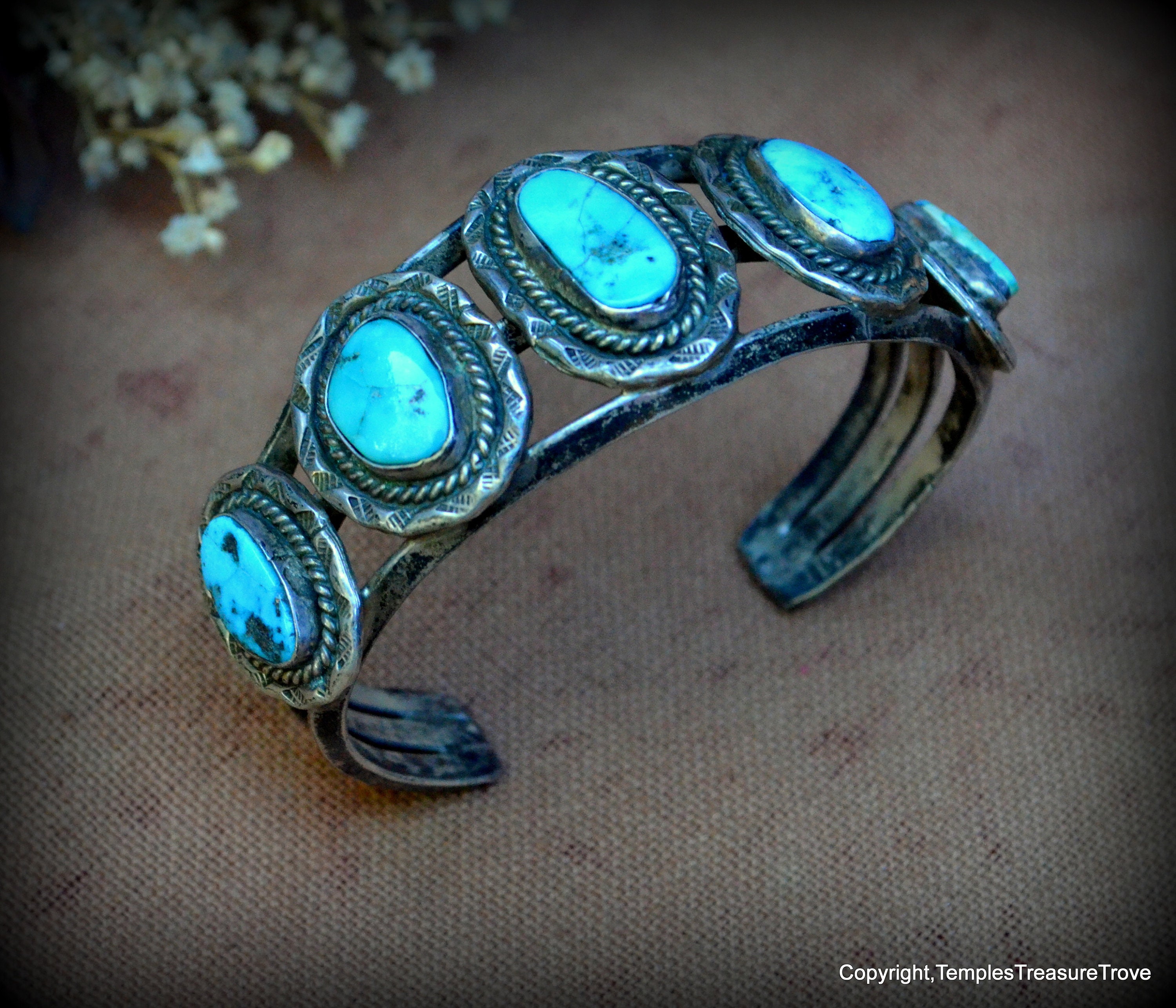 Huge!! Vintage Navajo Turquoise Pyrite Trove Sterling Silver Ring Old Huge!! Vintage Navajo Turquoise Pyrite Trove Sterling Silver Ring Old