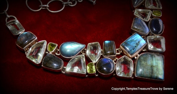 Sterling Silver Multi Gemstone Necklace~925 Gemst… - image 5