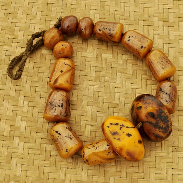 SALE PRICED Fabulous Vintage  Golden Chunky Amber Resin 28"  Necklace  from Tibet Nepal U399