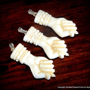 Figa Mano Hand Protection Amulet~Carved Bubalus Bubalis Bone and 925 Pendant~Good Luck Amulet~Unisex Protection From Evil~Fertility Amulet