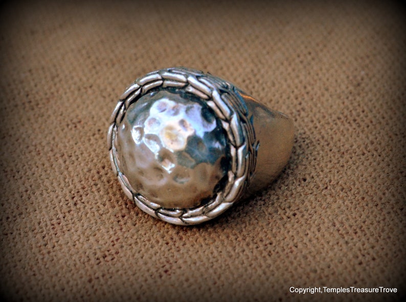 Hammered Sterling Silver Dome Ring~ Unisex Vintage Ring Size 5~Mid Century 925 Silver Dome Ring~925 Girlfriend Ring~925 men/'s pinkie ring