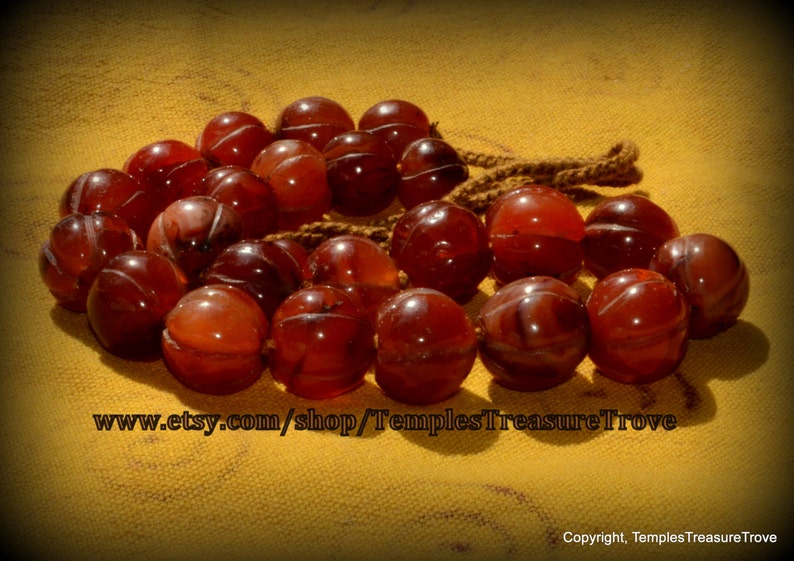 Antique Afghani Carnelian Melon Trade Beads Necklace Imported from Kathmandu Earthquake Relief