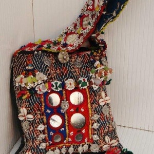 OOAK Vintage India Banjara Tribal Textile Embroidery Patchwork Mirrorered Handbag~Boho Chic Handbag~Festival Attire~Handwoven Ethnic Handbag