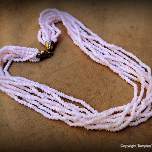 Angel Skin Coral Necklace~Mid Century Eight Strand Angel Skin Coral Necklace~Rockabilly Necklace~Pale Pink Angel Skin Coral Necklace For Her