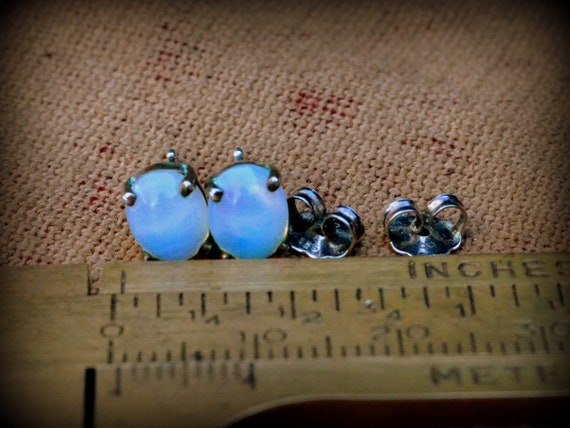 Opal and Sterling Stud Earrings~Opal earrings~Opa… - image 3