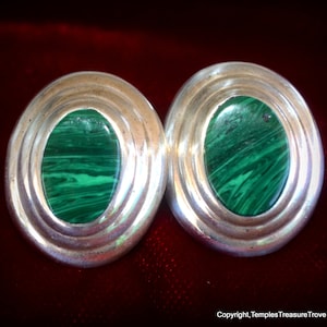 Taxco Sterling Silber & Malachit Ohrringe für Sie~Signierte GGC 925 Ohrringe~Valentine Ohrringe~Freundin Ohrringe
