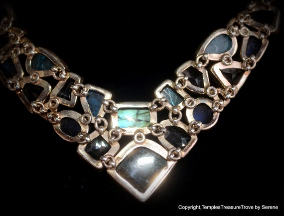 Sterling Silver Multi Gemstone Necklace~925 Gemst… - image 2