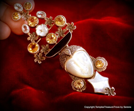 Statement Goddess Brooch Pendant~Multiple Stone C… - image 5