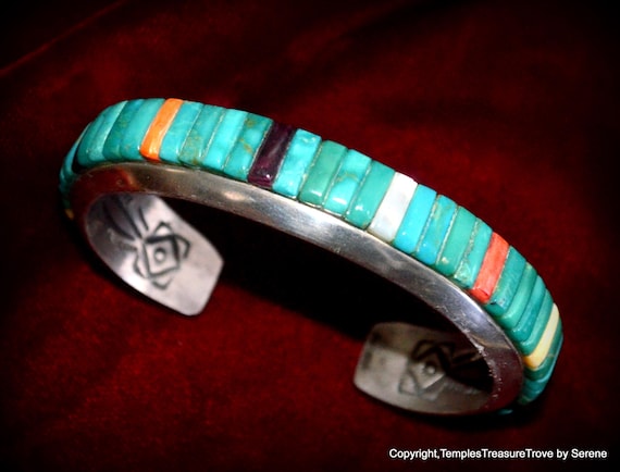 48.8 Grams Navajo Cobblestone Multi Gem Cuff Brac… - image 1