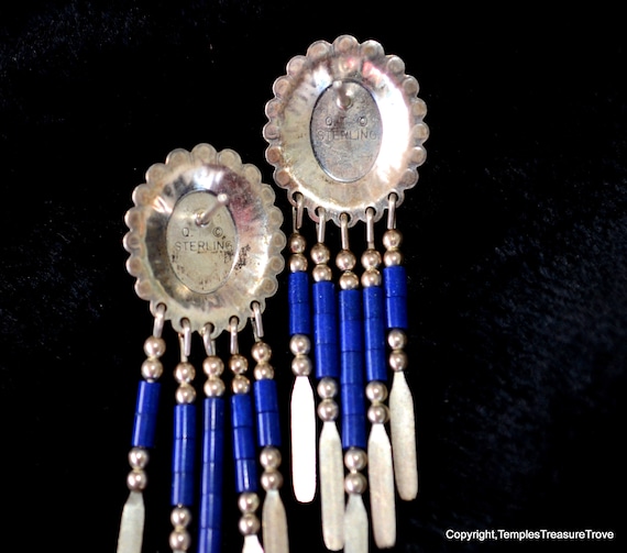 Southwestern Concho and Lapis Post Earrings~Lapis… - image 2