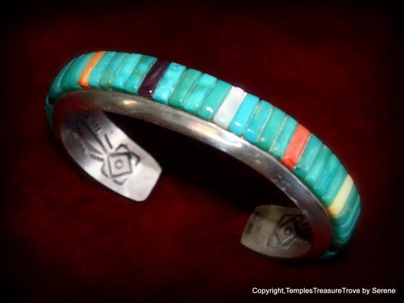 48.8 Grams Navajo Cobblestone Multi Gem Cuff Brac… - image 10