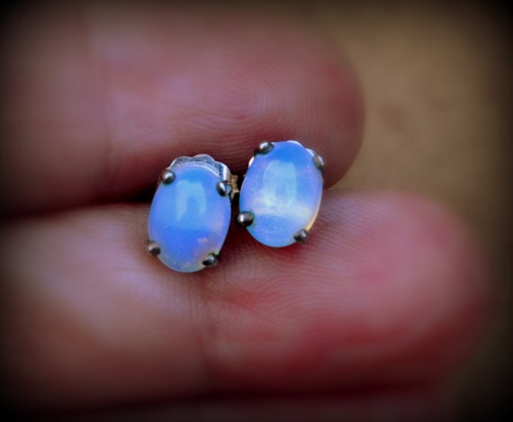 Opal and Sterling Stud Earrings~Opal earrings~Opa… - image 1