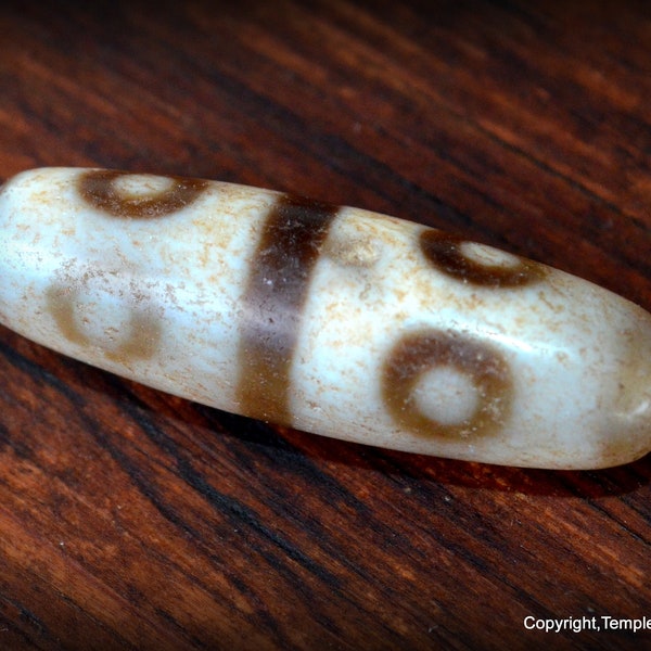 Bodhisattva Blessing Dzi Bead from Tibet~Tibetan Dzi  Bead~Eight Eyes Bead~Sacred Dzi~Dragon Skin Dzi Bead~Buddhist Amulet~Unisex Dzi Amulet