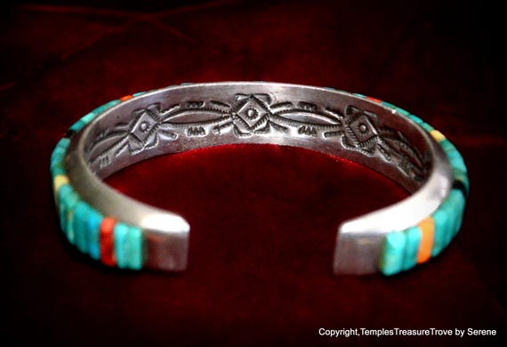 48.8 Grams Navajo Cobblestone Multi Gem Cuff Brac… - image 7