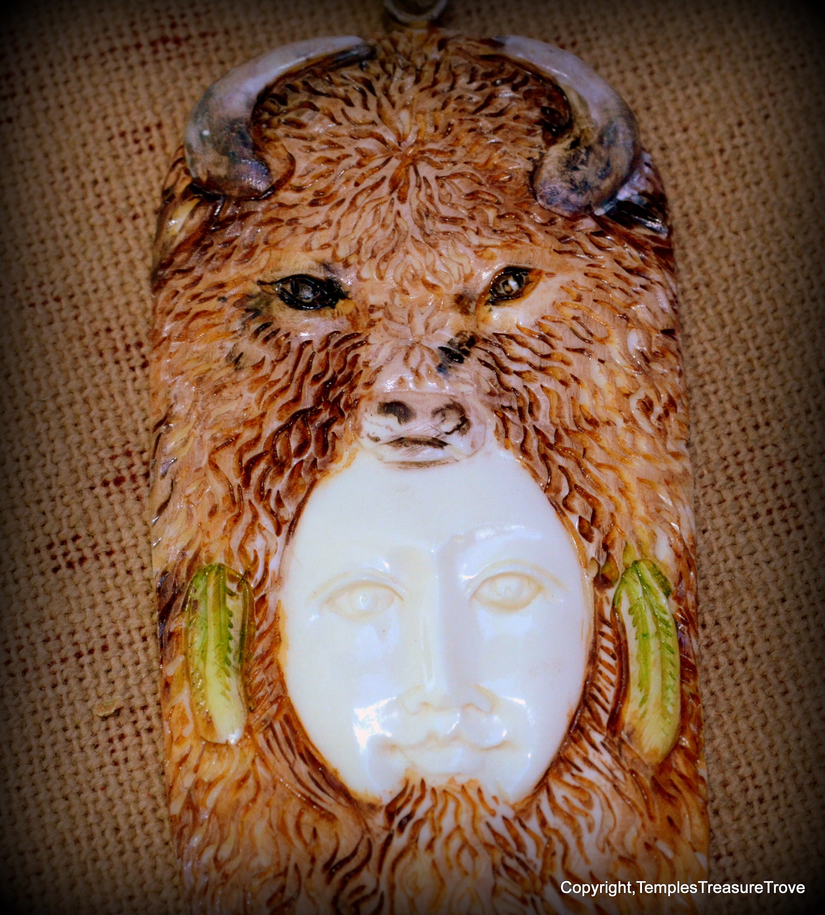 Carved Bone Buffalo Goddess Spirit Totem~buffalo Goddess Carved Bone Buffalo Goddess Spirit Totem~buffalo Goddess
