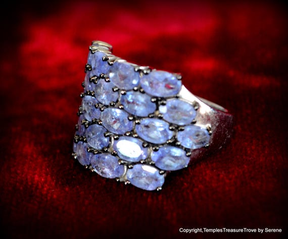 Violet Tanzanite Statement Cluster Ring~US Size 6… - image 5
