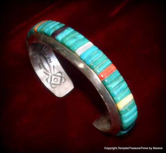 48.8 Grams Navajo Cobblestone Multi Gem Cuff Brac… - image 8