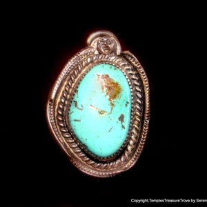 Old Pawn Navajo Turquoise and  925 Ring~US Ring Size 7 ~Turquoise and 925 Ring~Circa 1960s Navajo Ring~925 Unisex Ring~December Birthstone