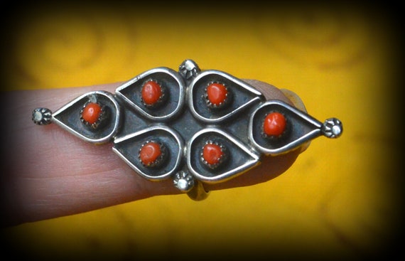 Stunning Old Pawn Precious Red Coral and Sterling