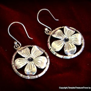 Sterling Dangle and Drop Earrings for Her~Sterling Floral Earrings for her~925 Earrings~Signed "ATI Mexico 925 Earrings~925 Earrings For Her