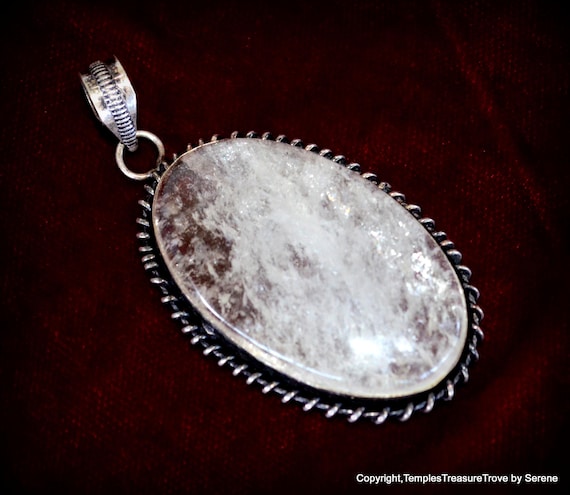 Rock Crystal and 925 Sterling Pendant~Moon Magic Amulet~Master Healing Amulet~Emotional Healing Amulet~Romance Amulet~Metaphysical Pendant