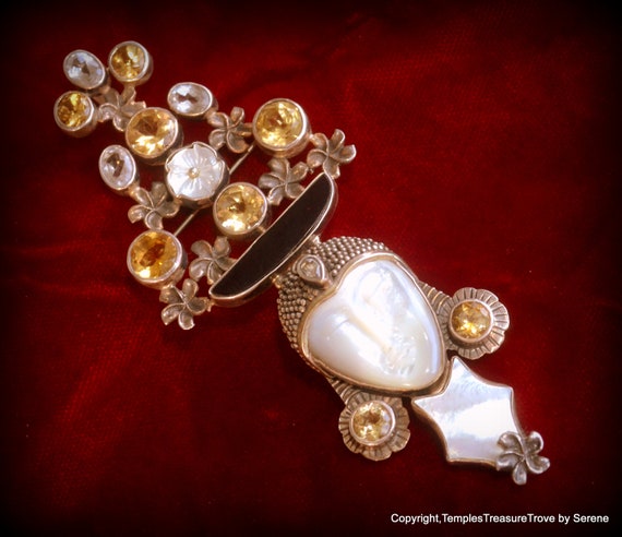 Statement Goddess Brooch Pendant~Multiple Stone C… - image 10