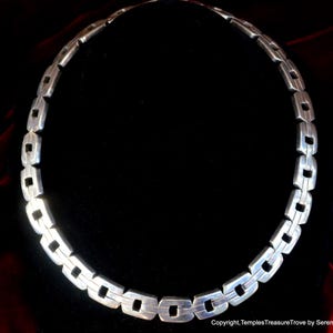 Heavy 123 Gram Mexican Sterling Necklace circa 1940~Sterling Panel Necklace~Sterling Choker~Unisex Mexican Panel  Choker~Statement Choker