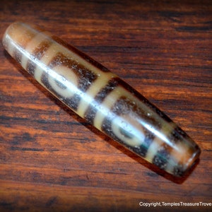 Four Eyes Dzi~Four Bodhisattvas Tibetan Dzi Bead~Releases Suffering Talisman~Merits & Longevity Talisman Dzi Bead~Buddhist Amulet from Tibet