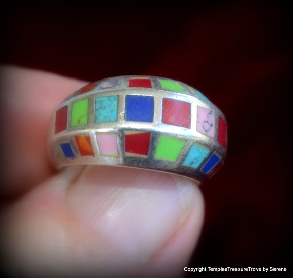 Multi Gemstone and Sterling Ring~US Ring Size 5~T… - image 7