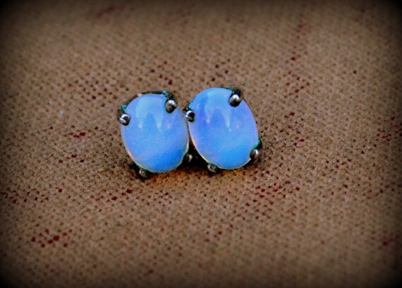 Opal and Sterling Stud Earrings~Opal earrings~Opa… - image 7