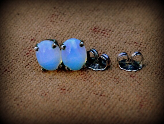 Opal and Sterling Stud Earrings~Opal earrings~Opa… - image 6