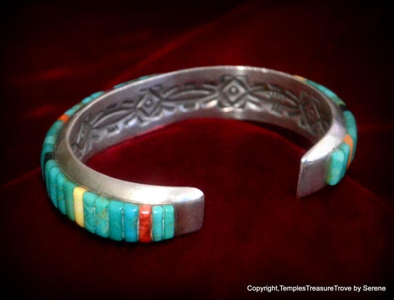 48.8 Grams Navajo Cobblestone Multi Gem Cuff Brac… - image 5