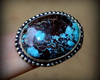 Precious Tibetan Turquoise Ring~US Size 6 ~Tibetan Turquoise Ring~Unisex Turquoise Ring~December birthstone ring~Turquoise and Sterling Ring