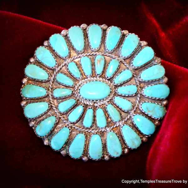 Oval Turquoise and 925 Pendant Brooch~Turquoise and 925 Navajo Pendant Brooch~Traditional Dine' Pendant Brooch~Navajo Pendant Brooch For Mom