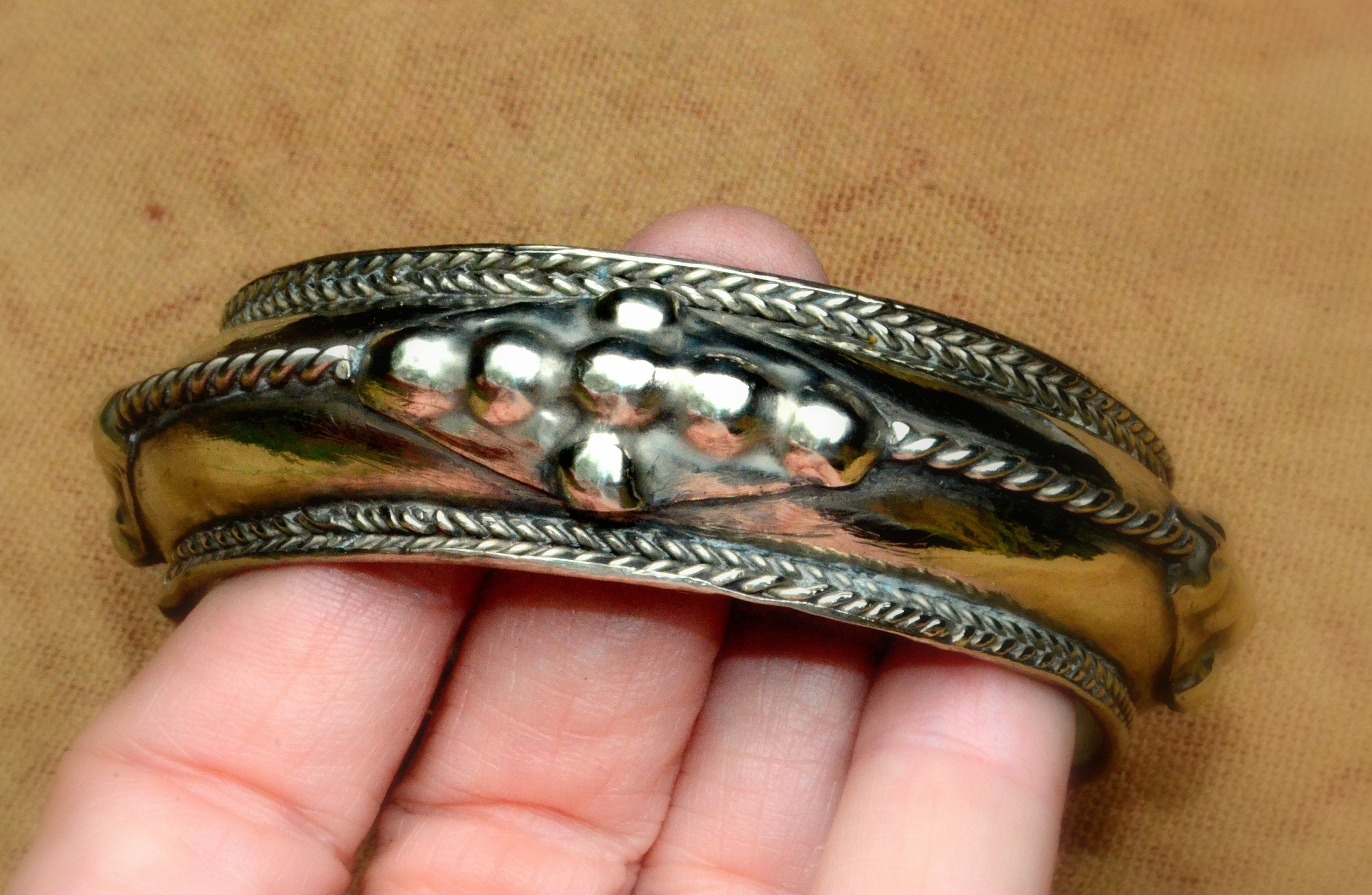 Tuareg Etching Tribal バングル Tuareg Mens Brass Bracelet / Tuareg Jewelry / Cuff / Large