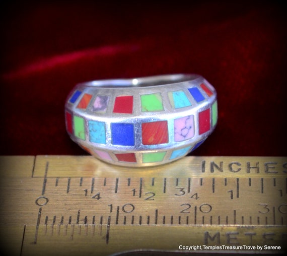 Multi Gemstone and Sterling Ring~US Ring Size 5~T… - image 3