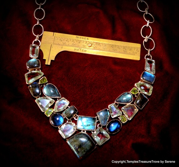 Sterling Silver Multi Gemstone Necklace~925 Gemst… - image 3