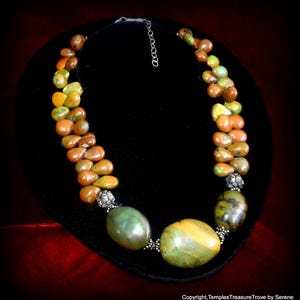 114 Grams Green Turquoise Necklace~ 18 Inch Green Turquoise and Sterling Necklace~Unisex Necklace~December Birthstone~Chunky Green Turquoise