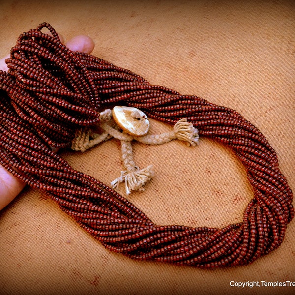 Konyak Naga Dark Reddish Brown Glass Seed Beads Necklace~Twenty Strands Old Seed Beads Necklace~Nagaland Seed Bead Necklace~Women's Necklace