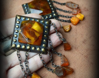 Baltic Amber Pin Brooch 19.75 gms/Mid Century Cognac Baltic Amber Pin Brooch/ Vintage Baltic Amber Brooch Pin Import from Czechoslovakia
