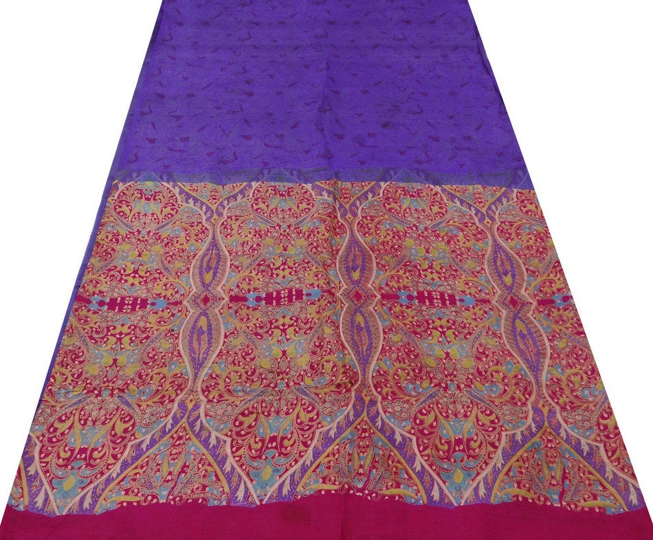 Indian Embroidered Fabric by the Yard Mauve Georgette Embroidery