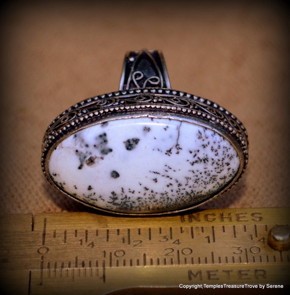 Unisex Dendritic Opal Ring US Size 9~Merlinite Ri… - image 3