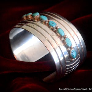 67.78 Gramm Navajo Manschette Armband-Türkis und Sterling Manschette Armband-Mid Century Navajo Manschette-Navajo Sterling und Türkis Statement Manschette